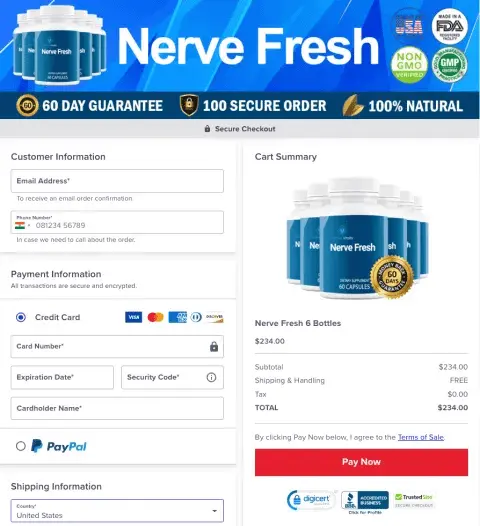 Nerve Fresh Official Website Secure Order Page